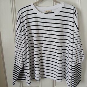 Madewell Easy Crewneck Long-Sleeve Tee XL New without tags Navy and White